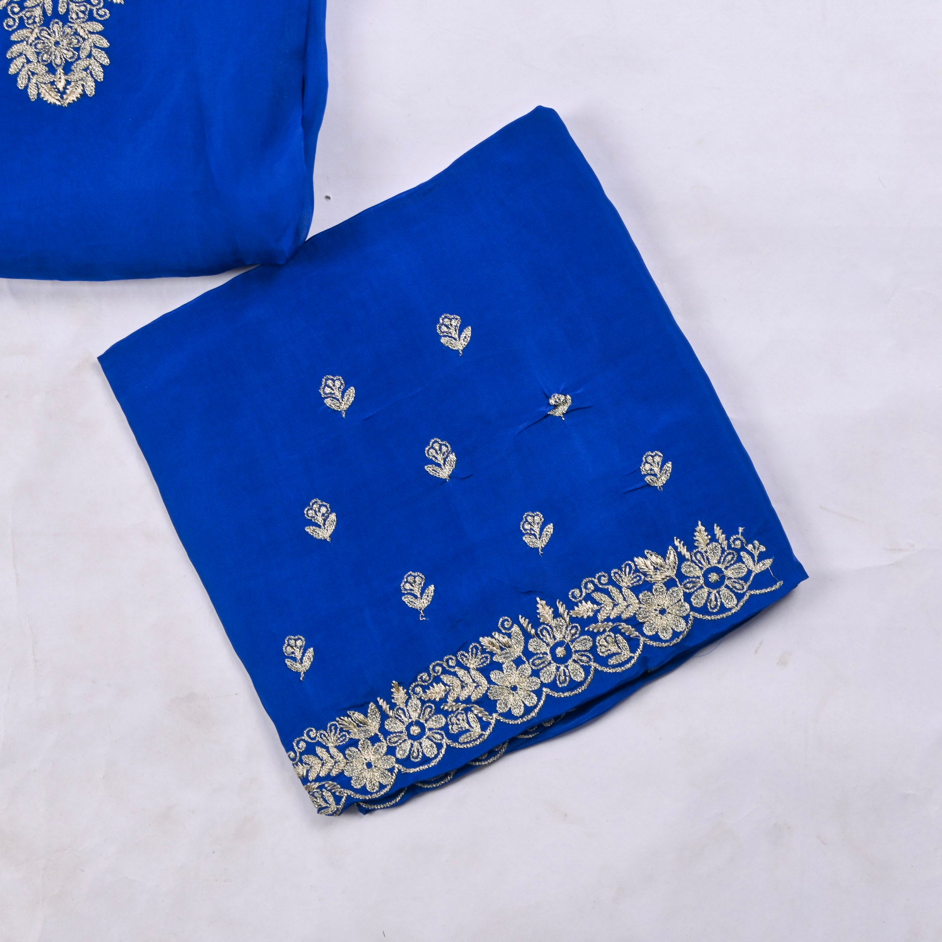Organza Blue Unstitched Suit