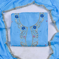 Khadi Silk Sky Blue Unstitched Suit