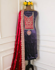 Velvet Purple Unstitched Suit