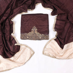 Silk Brown Unstitched Suit