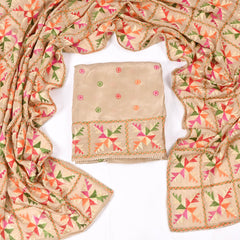 Crepe Beige Unstitched Suit
