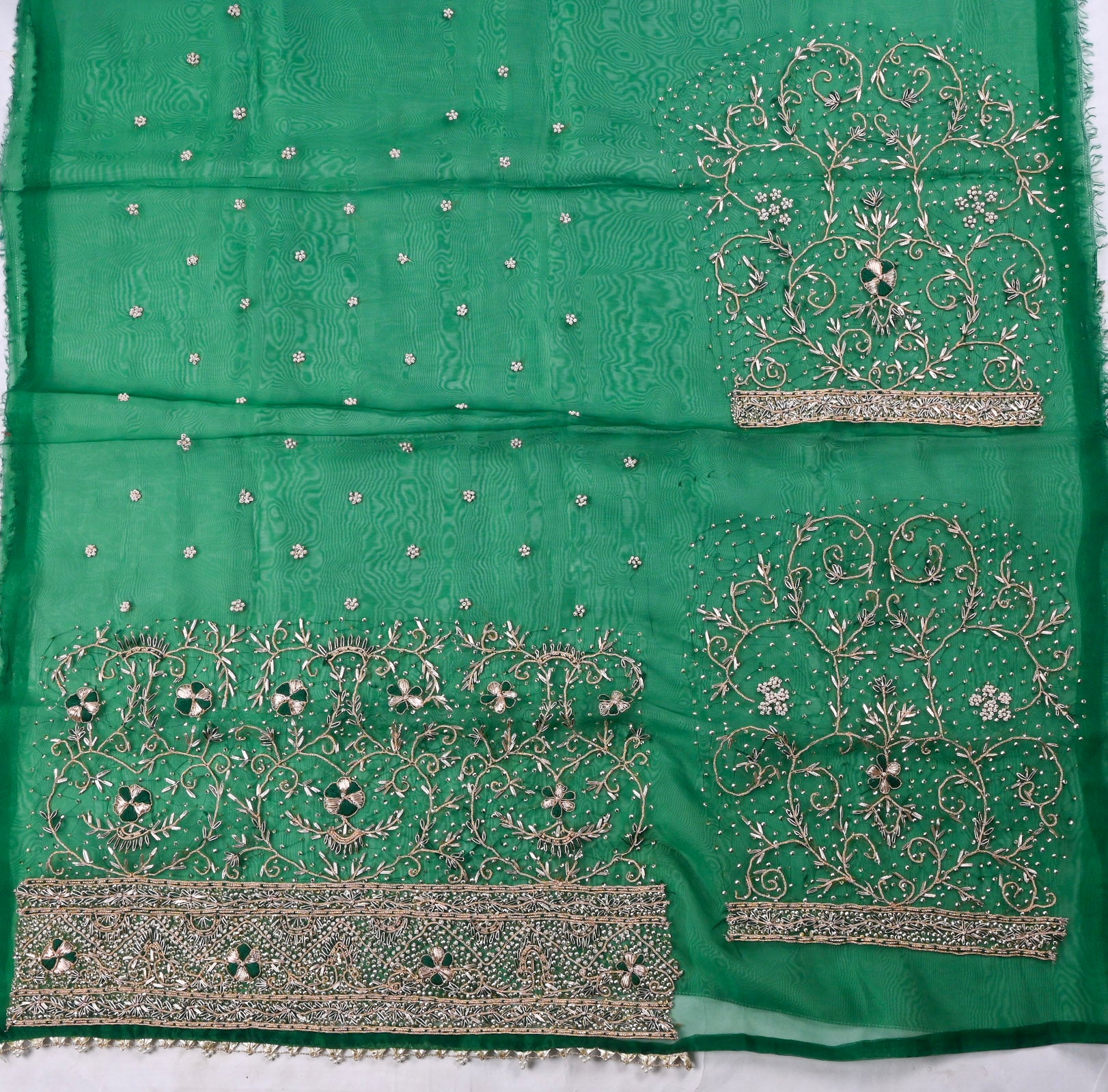 Glass Shimmer Green Unstitched Suit