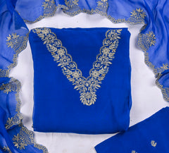 Organza Blue Unstitched Suit