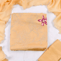 Mul Cotton Yellow Unstitched Suit