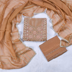 Shimmer Beige Unstitched Suit