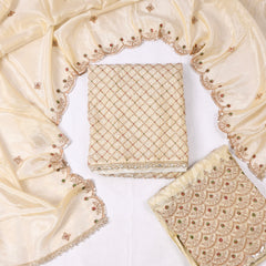 Shimmer Beige Unstitched Suit