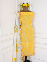 Mul Cotton Yellow Unstitched Suit