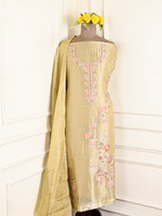 Giraffe Shimmer Mustard Yellow Unstitched Suit