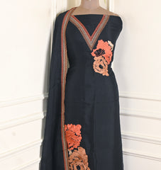 Organza Black Unstitched Suit