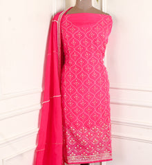Organza Magenta Unstitched Suit