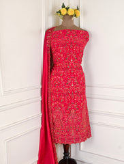 Crepe Magenta Pink Unstitched Suit