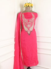 Organza Magenta Unstitched Suit