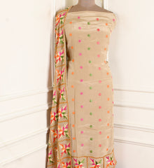 Crepe Beige Unstitched Suit