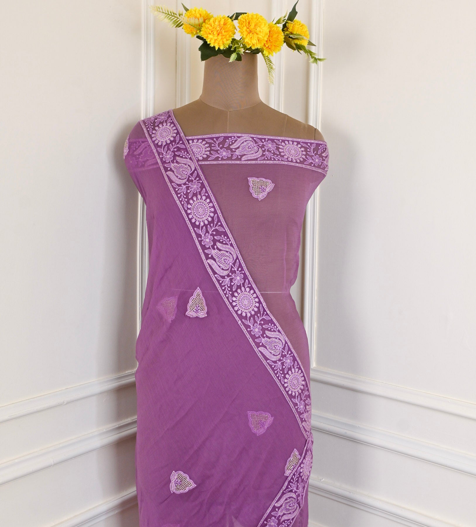 Georgette Purple Unstitched Suit