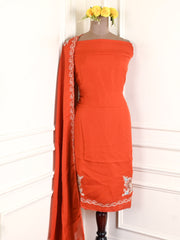 Twill Organza Rust Unstitched Suit