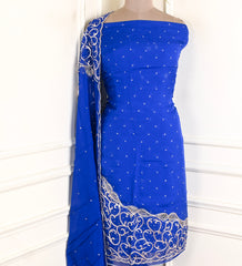Organza Blue Unstitched Suit