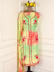 Twill Organza Parrot Unstitched Suit