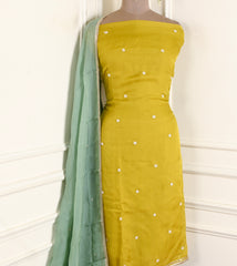 Twill Organza Mehandi Unstitched Suit