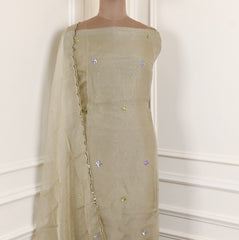 Organza Grey Unstitched Suit