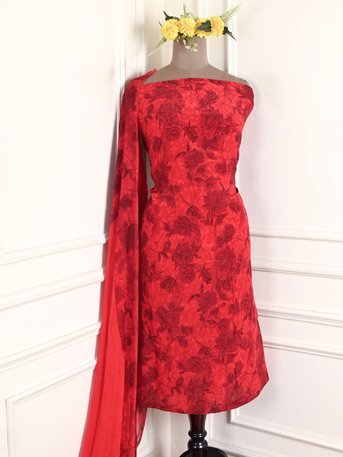Crepe Red Unstitched Suit