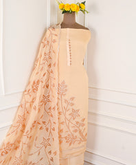Organza Beige Unstitched Suit