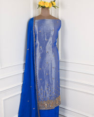 Shimmer Blue Unstitched Suit