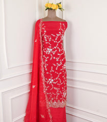 Crepe Maroon Unstitched Suit