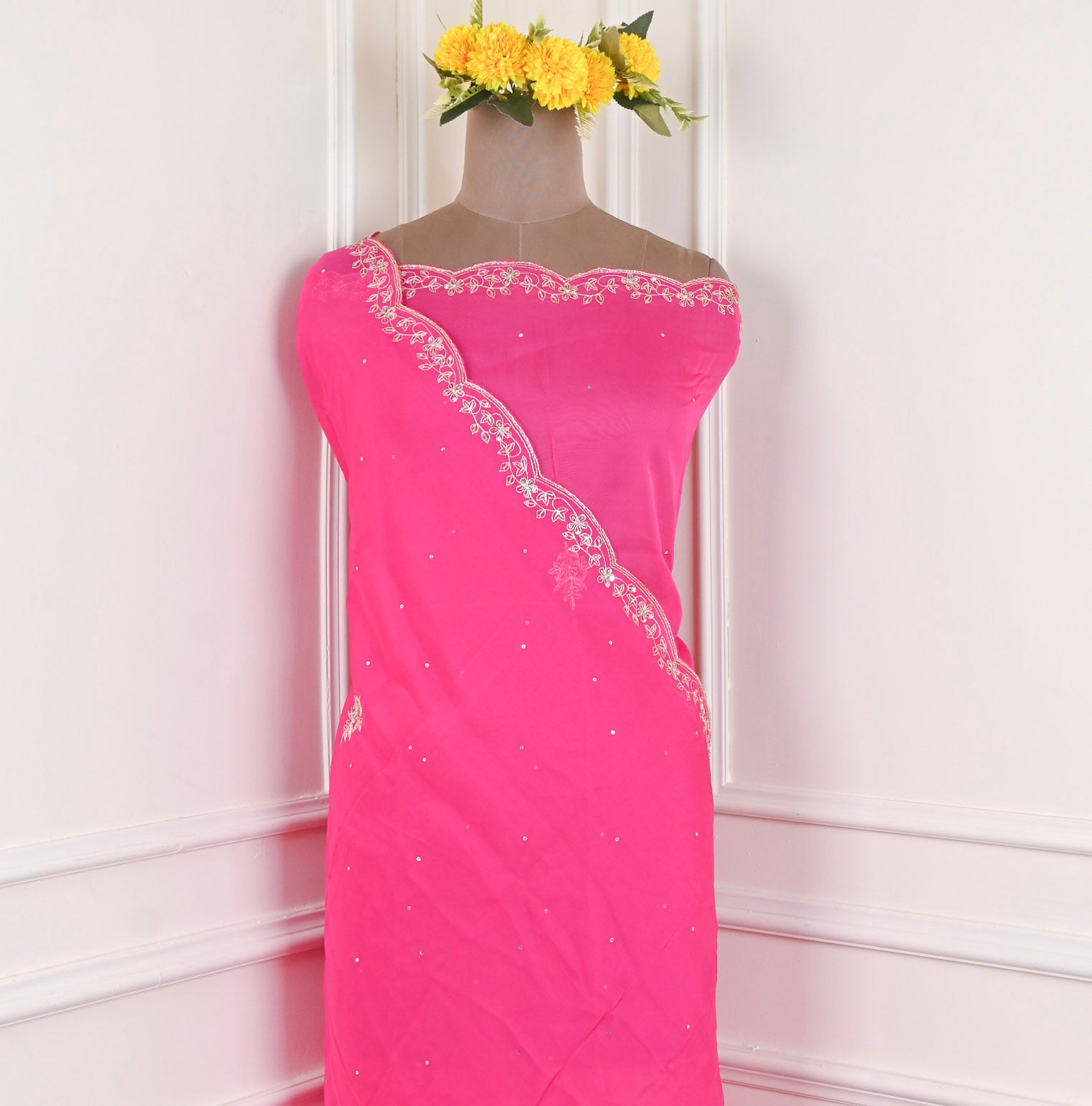 Crepe Pink Unstitched Suit