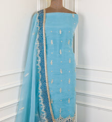 Glass Sky Blue Unstitched Suit