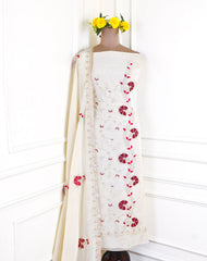 Organza Beige Unstitched Suit