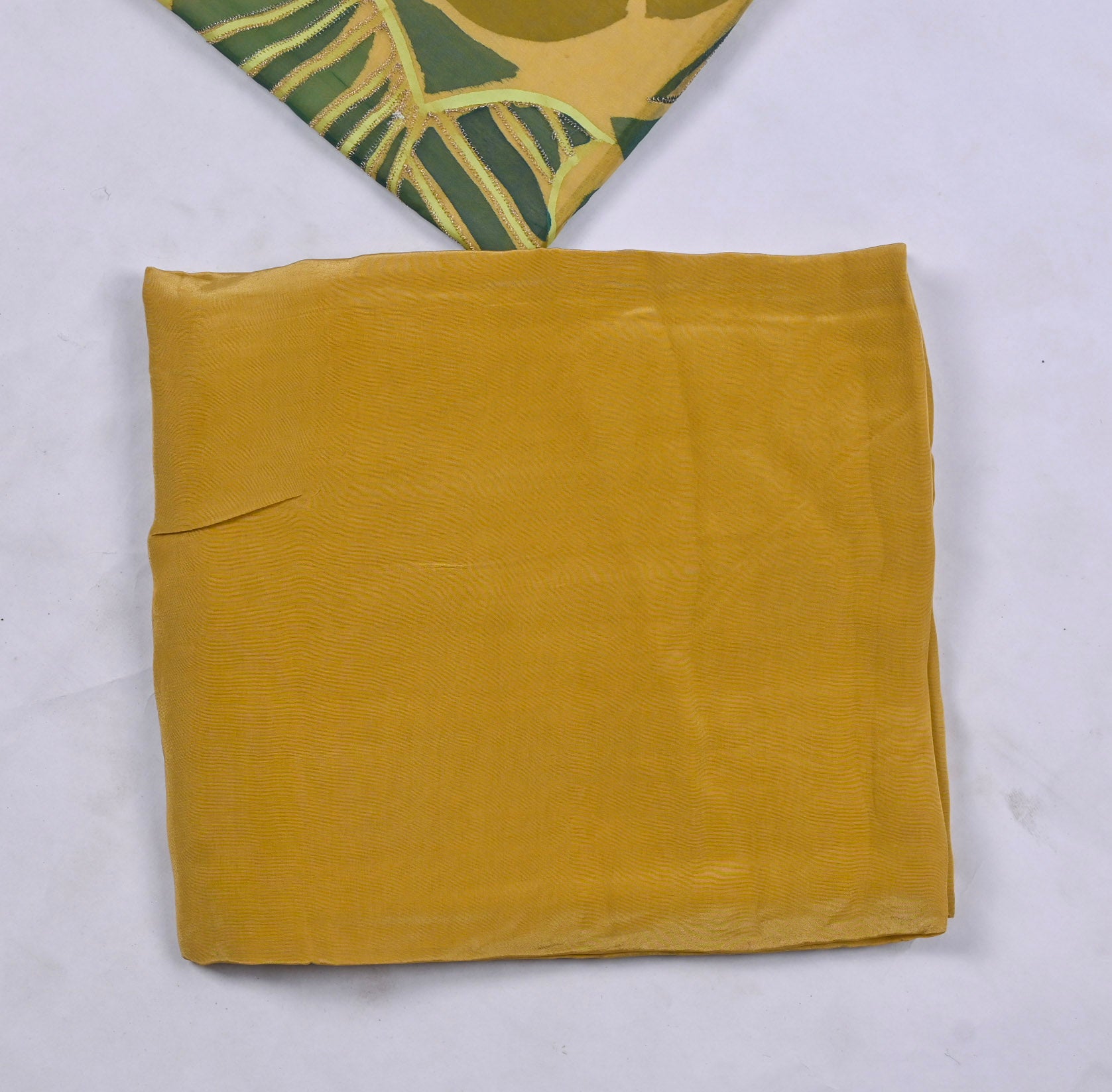 Organza Yellow Unstitched Suit