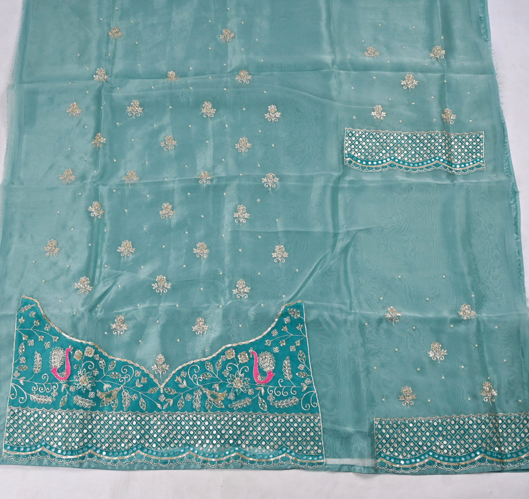 Glass Shimmer Aqua Blue Unstitched Suit