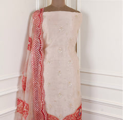 Glass Shimmer Beige Unstitched Suit