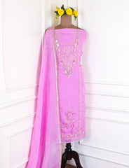 Organza Blush Pink Unstitched Suit