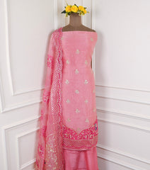 Glass Shimmer Pink Unstitched Suit