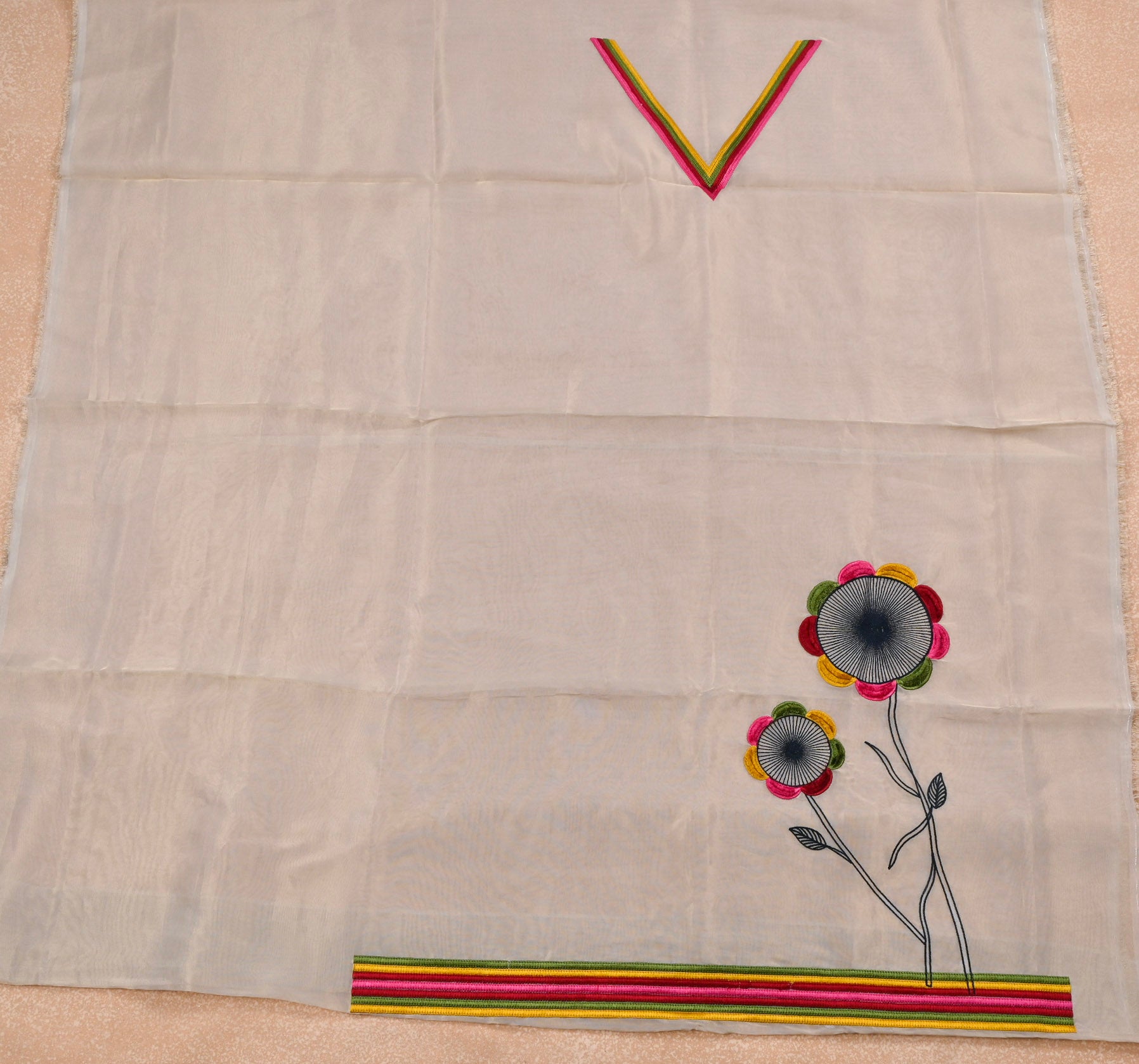 Pure Tissue Kanjivaram Beige Unstitched Suit
