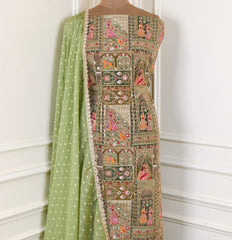 Crepe Green Unstitched Suit