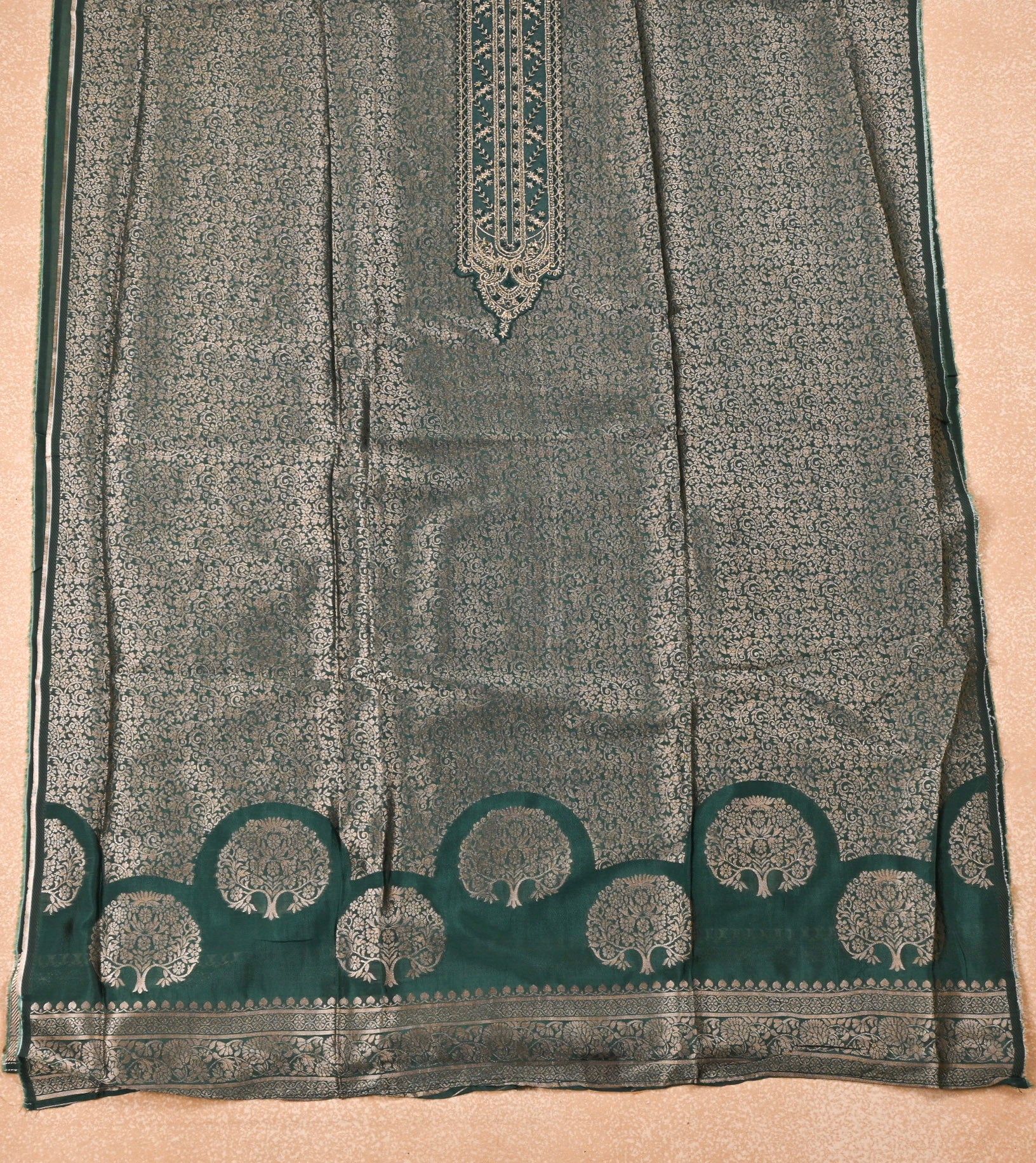 Banarasi Sea Green Unstitched Suit