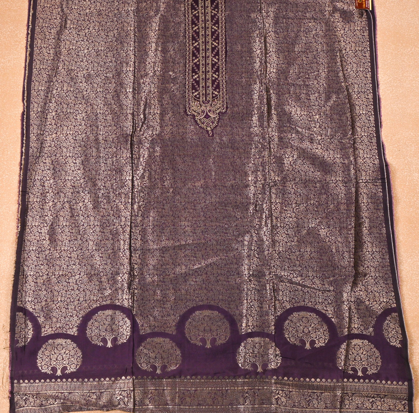 Banarasi Purple Unstitched Suit