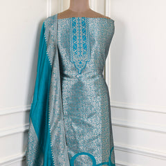 Banarasi Ferozi Unstitched Suit