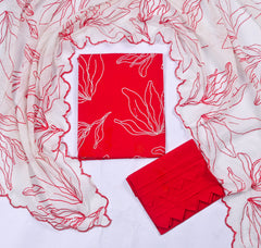 Cotton Red Unstitched Suit