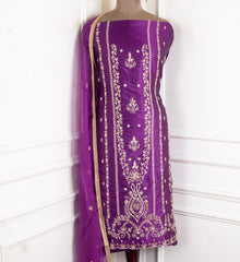 Gavadin Silk Purple Unstitched Suit