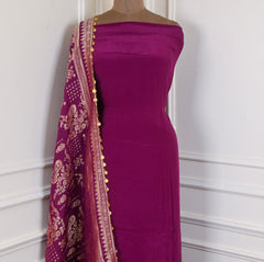 Crepe Maroon Unstitched Suit
