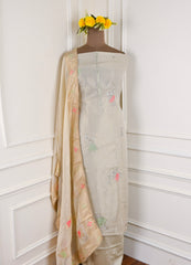 Shimmer Beige Unstitched Suit