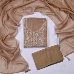 Linen Light Brown Unstitched Suit