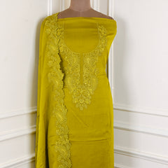 Organza Mehandi Unstitched Suit