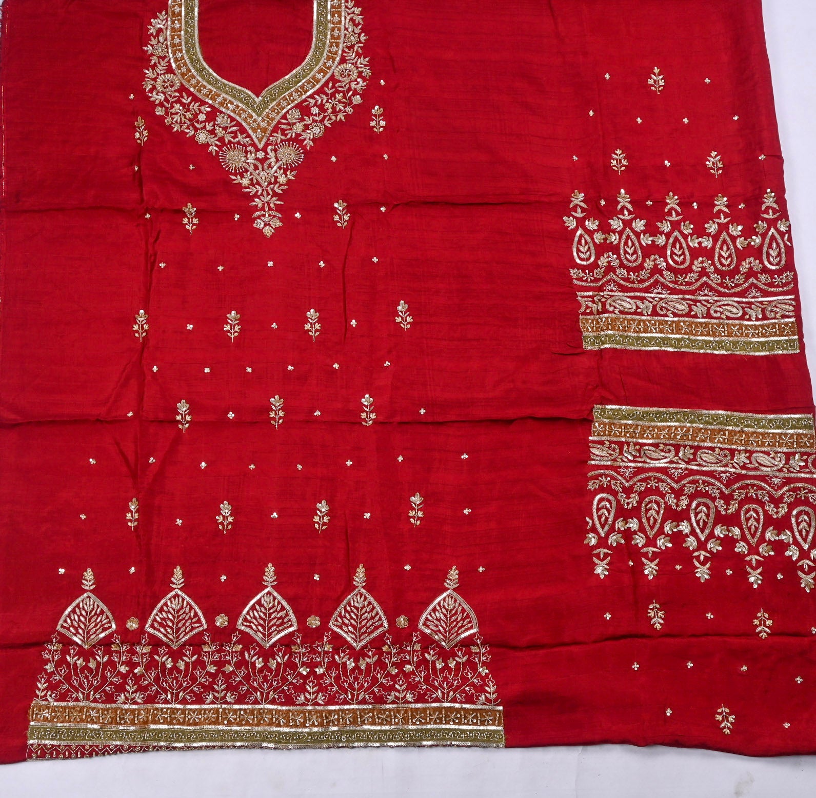 Khadi Maroon Unstitched Suit