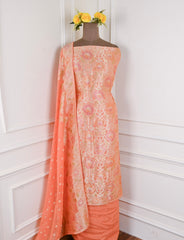 Banarasi Orange Unstitched Suit