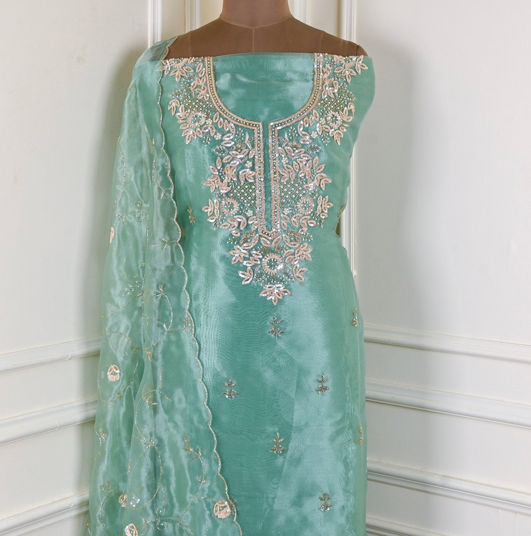 Glass Green Unstitched Suit
