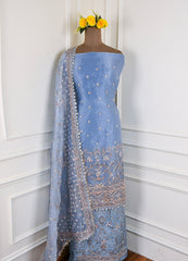 Glass Shimmer Powder Blue Unstitched Suit